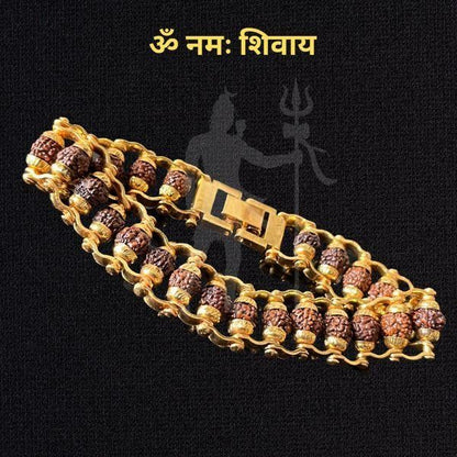 Original 5 Mukhi Modern Rudraksha Bracelet With Gold Plating.